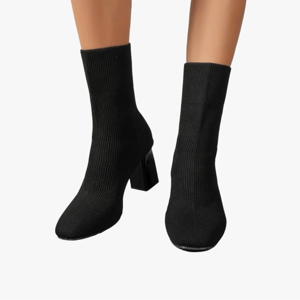 Block Heel Knit Sock Boots NWOT